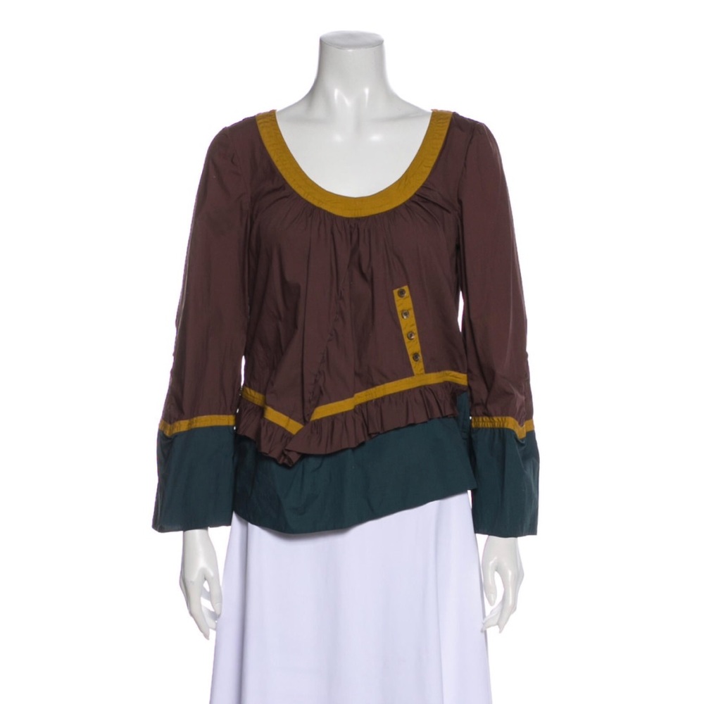 Marni Colorblock Pattern Scoop Neck Blouse M Italy